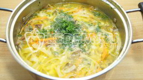 лапша с куриной печенью