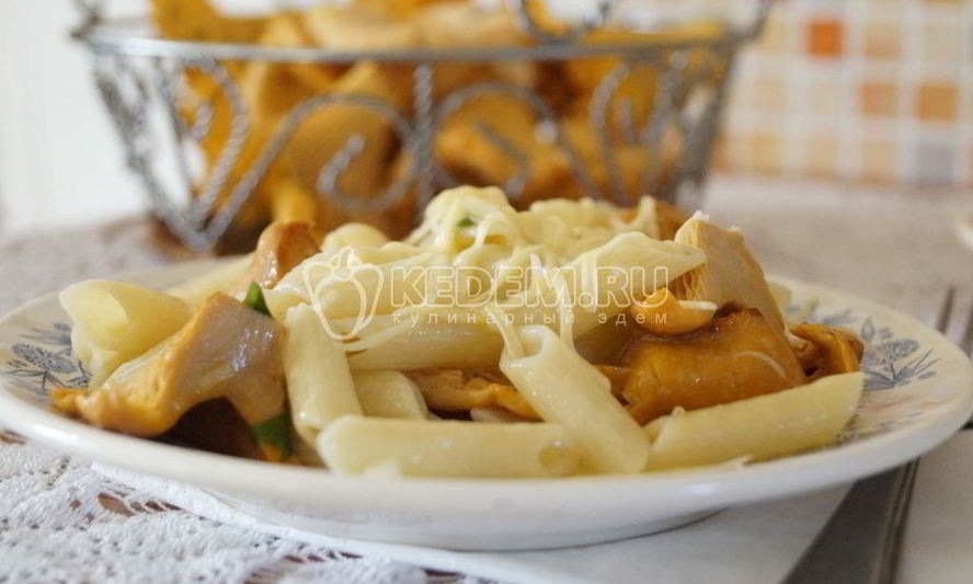 Рецепт макарон с лисичками