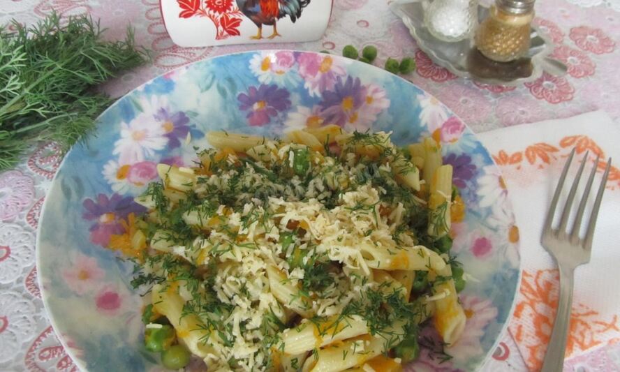 Рецепт макарон с зеленым горошком и сыром