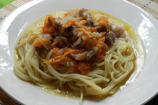 Макароны со свининой в мультиварке