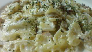 Паста с грибами и беконом под сливочным соусом