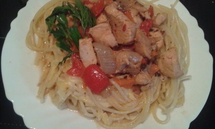 Рецепт пасты с куриным филе и сладким перцем