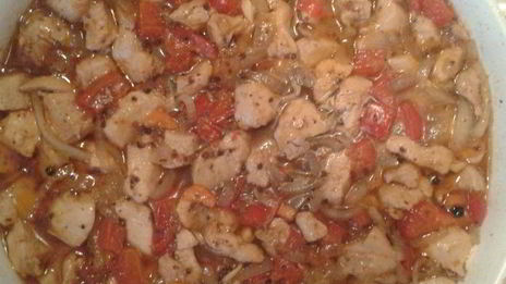 паста с куриным филе и сладким перцем