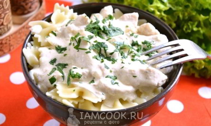 Рецепт пасты с курицей в сливочном соусе