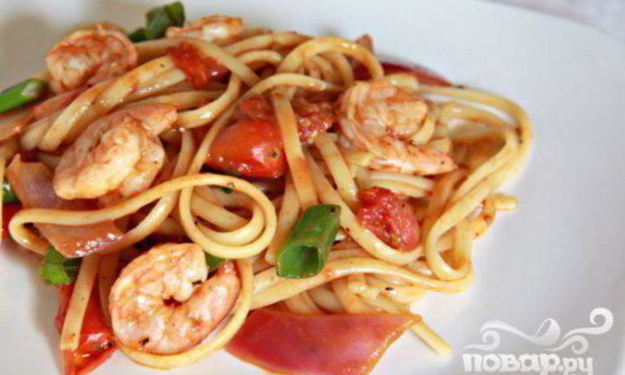Рецепт пасты с помидорами черри и креветками