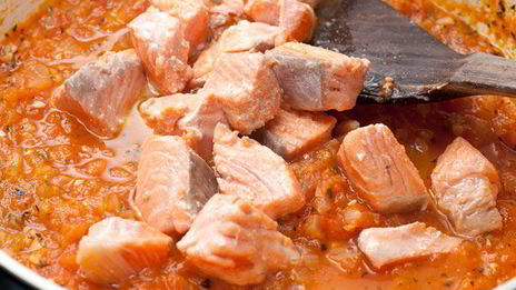 паста с семгой и креветками