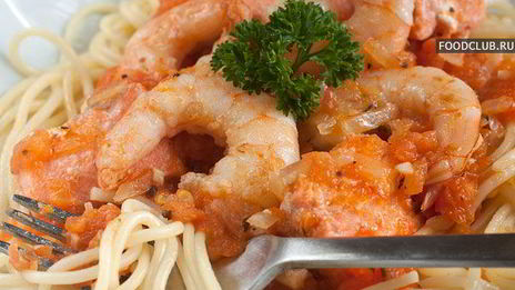 паста с семгой и креветками
