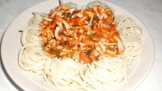 Спагетти с крабовыми палочками