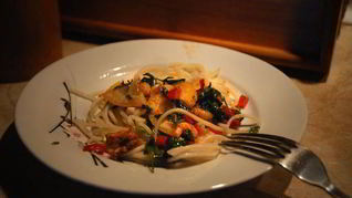 Спагетти с креветками