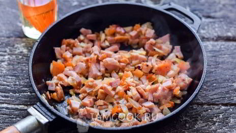 спагетти с ветчиной и сыром