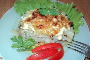 Картофель с отбивными по-французски