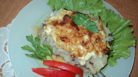 картофель с отбивными по-французски