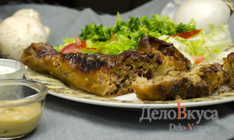 Рецепт фаршированных куриных ножек грибами и сыром