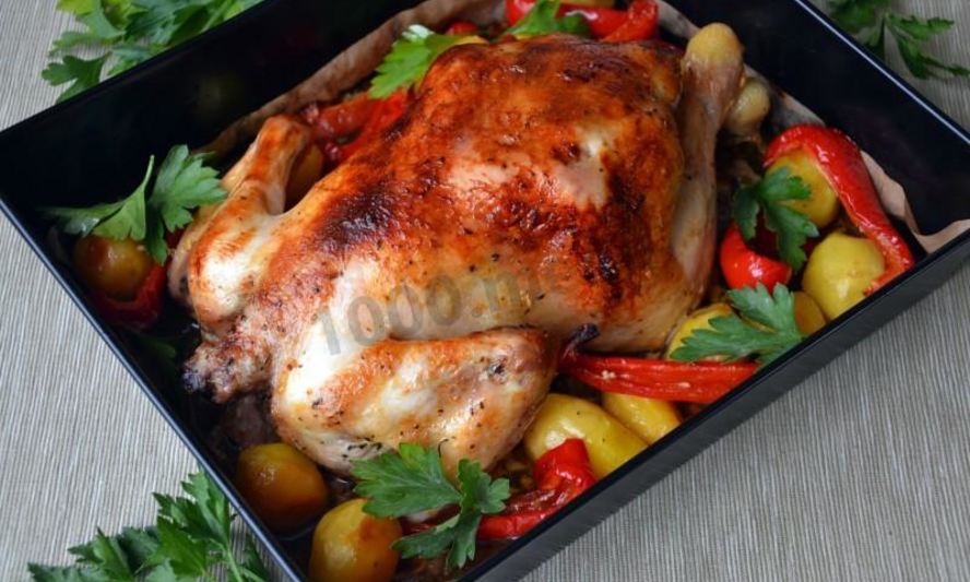 Рецепт курицы с картошкой и чесноком в духовке