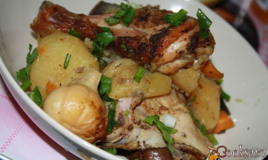 Рецепт курицы с летними овощами в пакете для запекания