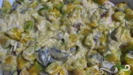 курица, запеченная с грибами и тыквой