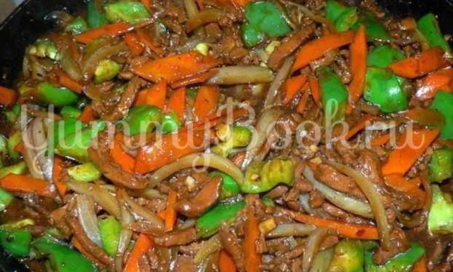 Рецепт мяса в кисло-сладком соусе с овощами