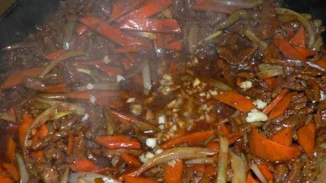 мясо в кисло-сладком соусе с овощами