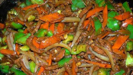 мясо в кисло-сладком соусе с овощами