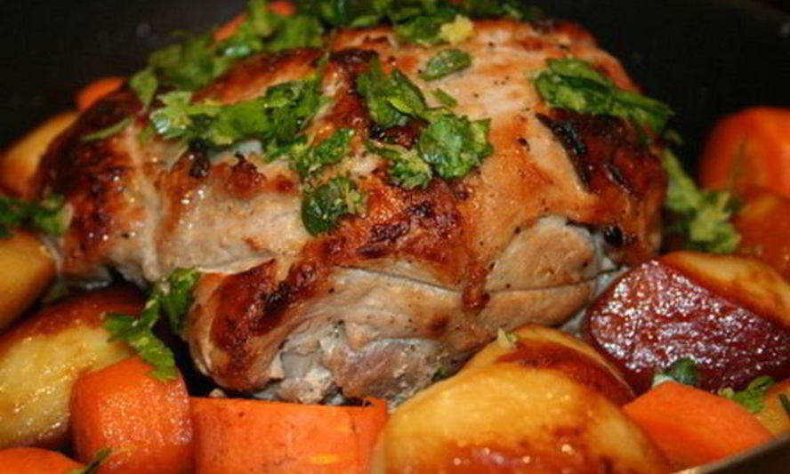 Рецепт запеченной свинины с овощами под гремолатой