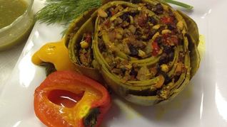 Артишок запеченный, фаршированный грибами