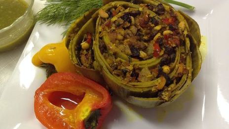 артишок запеченный, фаршированный грибами