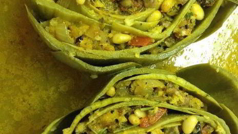 артишок запеченный, фаршированный грибами