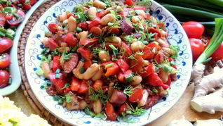 Фасоль в чесночно-имбирном соусе