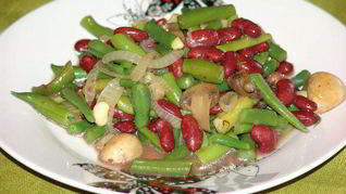 Спаржевая фасоль с грибами