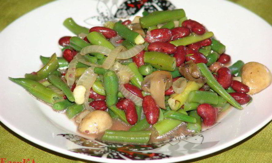 Рецепт спаржевой фасоли с грибами