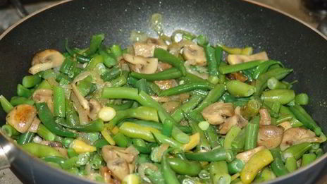 спаржевая фасоль с грибами