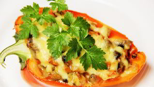 Запеченный перец с грибами