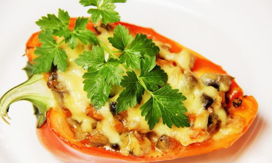 Рецепт запеченного перца с грибами