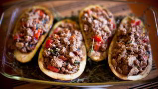 Запеченные фаршированные баклажаны