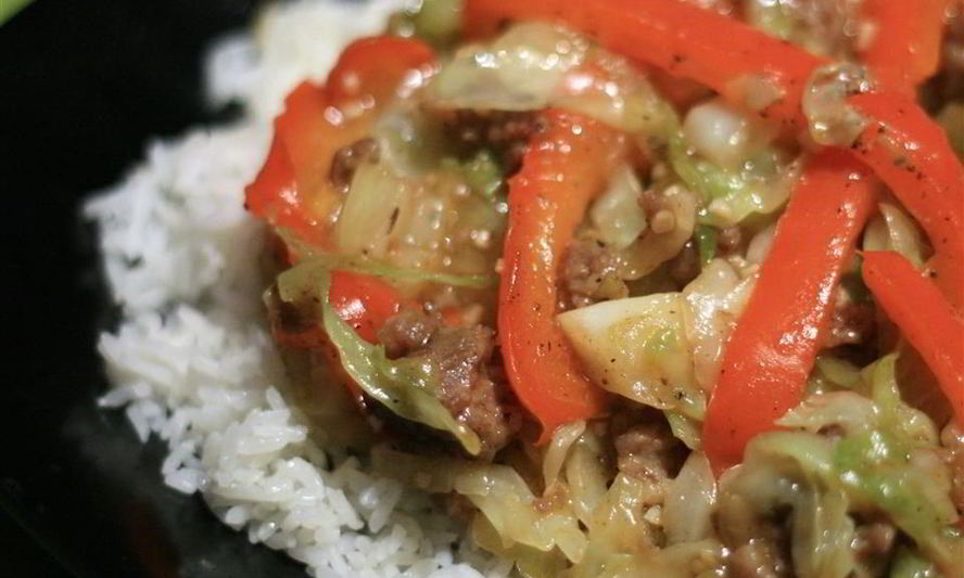 Рецепт жареной капусты с фаршем и болгарским перцем