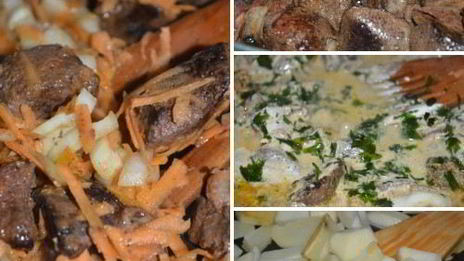 горшочки с печенью и картошкой
