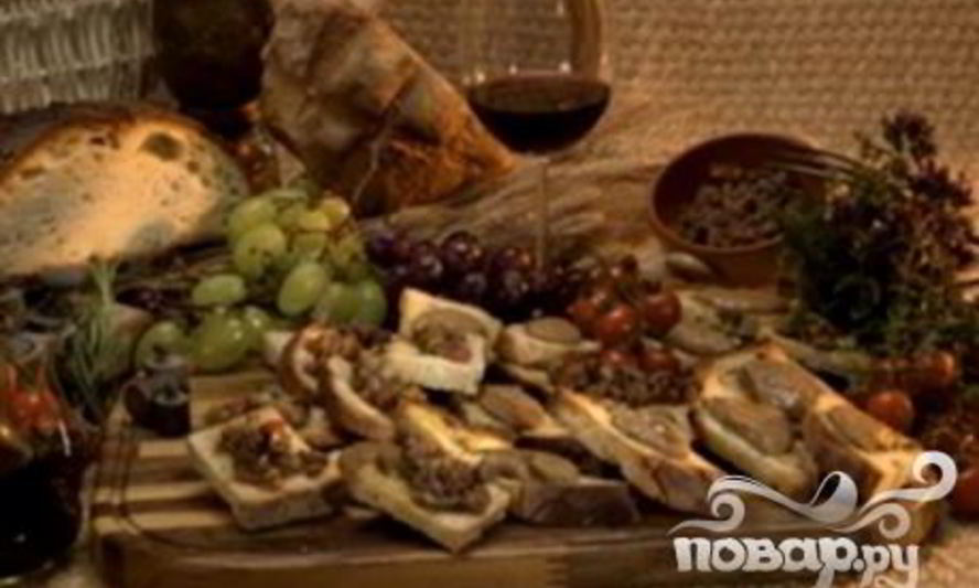 Рецепт кростини с куриной печенью