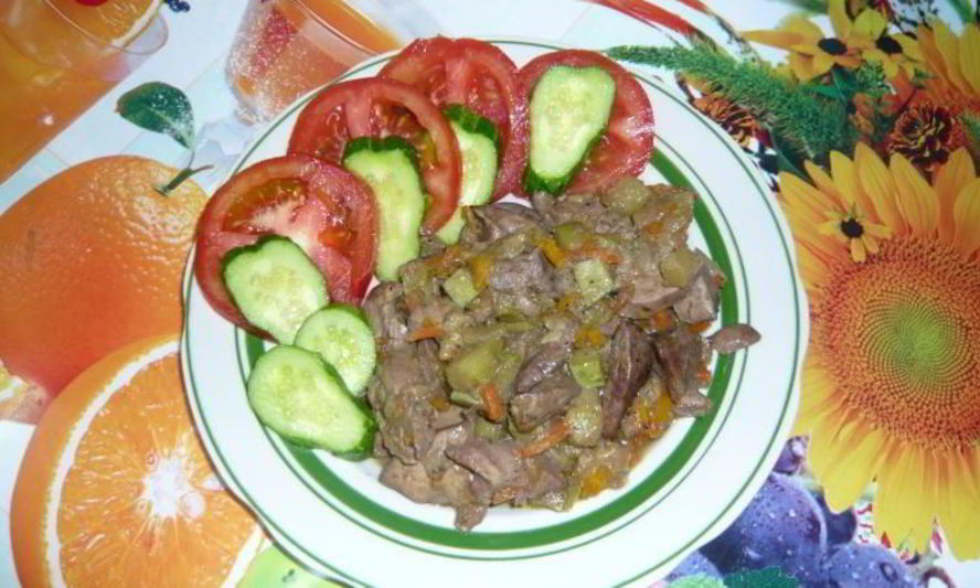 Рецепт куриной печени с баклажанами и морковкой