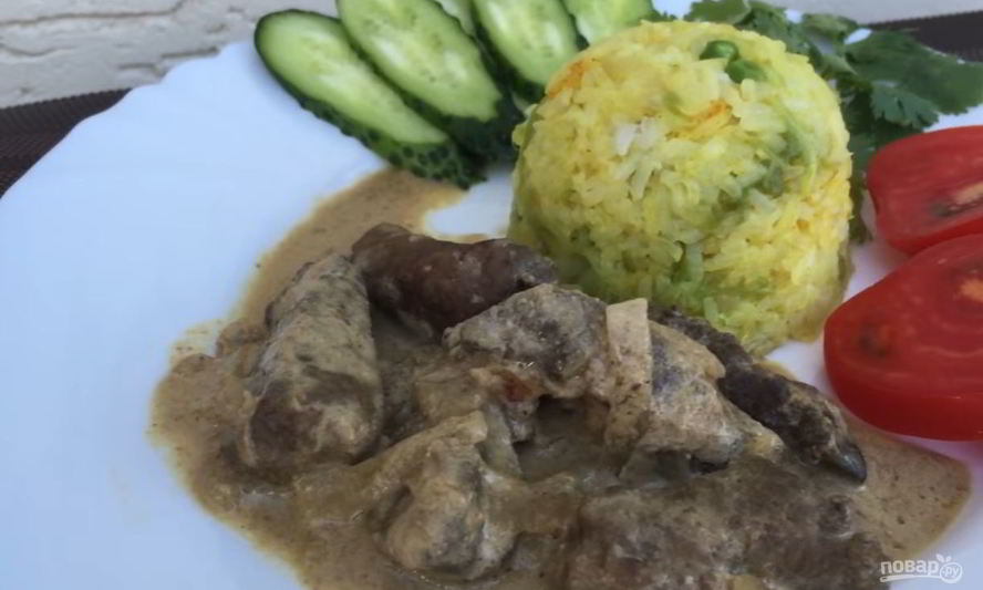 Рецепт печени, тушенной в сметане