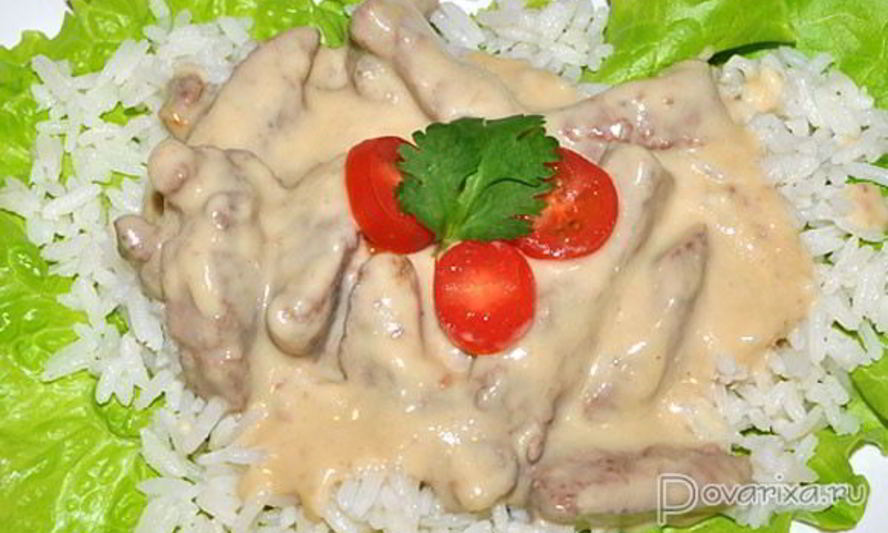 Рецепт печени в сырном соусе