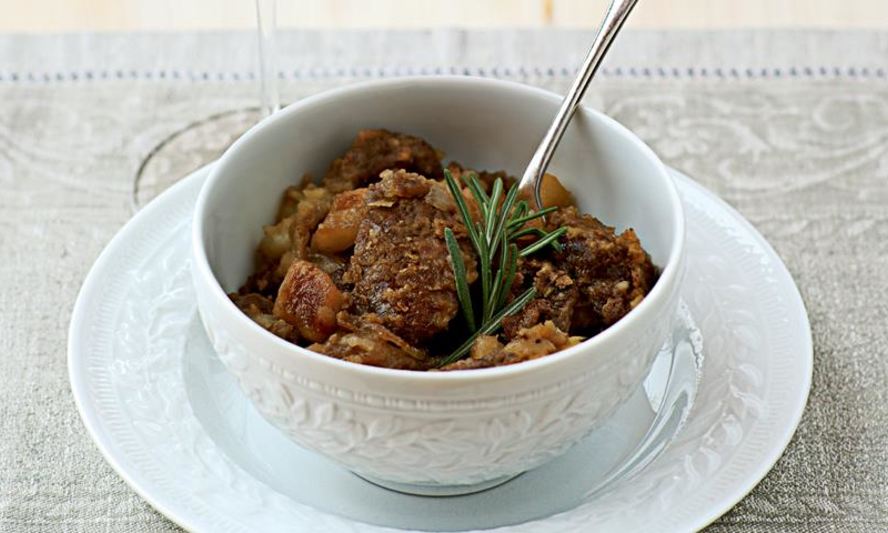 Рецепт печенки цесарки с луково-яблочным соусом