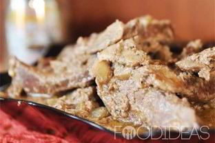 Свиная печень с грибами