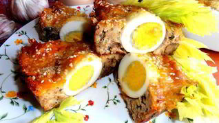 Воскресное мясное кольцо с печенью и грибами