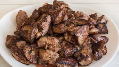 жареная утиная печень с грибами