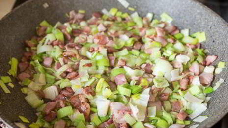 жареная утиная печень с грибами