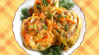 Ленивые пельмени с тыквой и фаршем