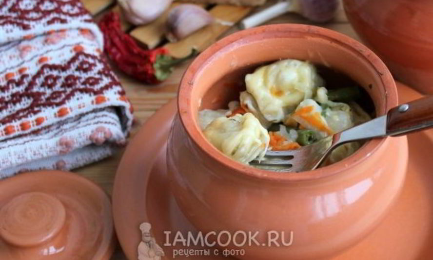 Рецепт пельменей в горшочках в духовке