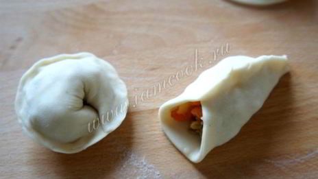 рыбные пельмени с овощами