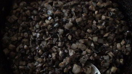 жареные пельмени с грибами из заварного теста