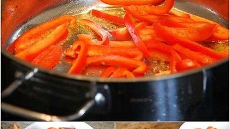 паэлья с колбасой и морепродуктами